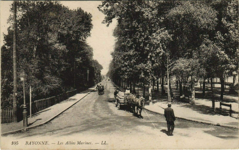 Carte postale ancienne Bayonne Les Allees Marines à Bayonne
