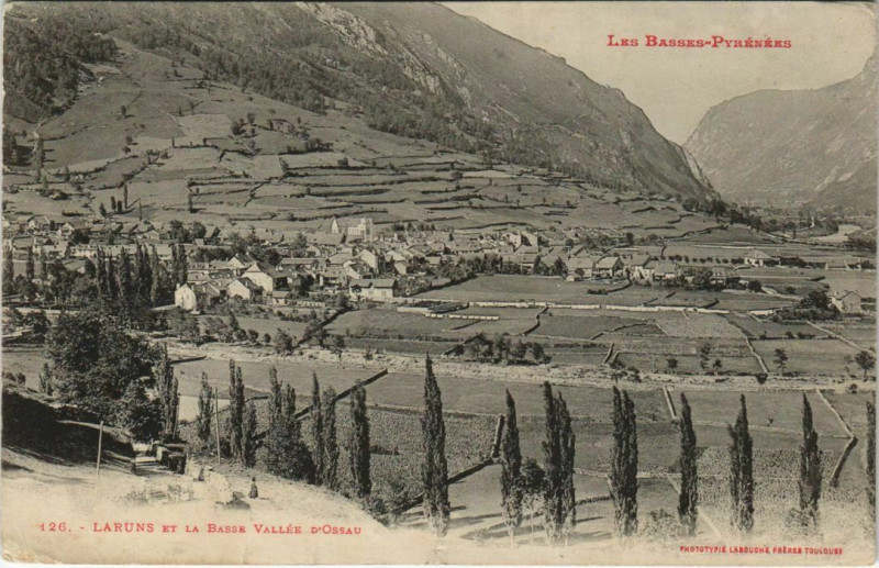 Carte postale ancienne Laruns et la Basse Vallee d'Ossau France à Laruns
