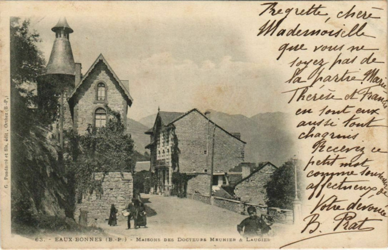 Carte postale ancienne Eaux-Bonnes Maisons des Docteurs Meunier France à Eaux-Bonnes