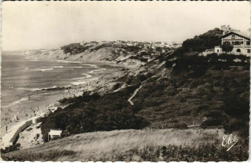 Carte postale ancienne Guethary La Plage et la Cote vers Bidart France à Bidart