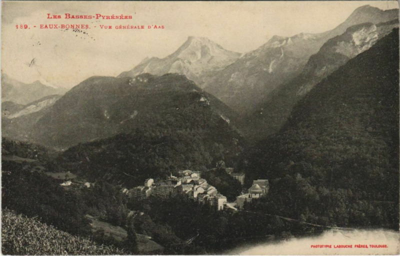 Carte postale ancienne Eaux-Bonnes Vue Generale d'Aas France à Eaux-Bonnes