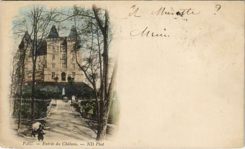Carte postale ancienne Pau Entree du Chateau France à Pau
