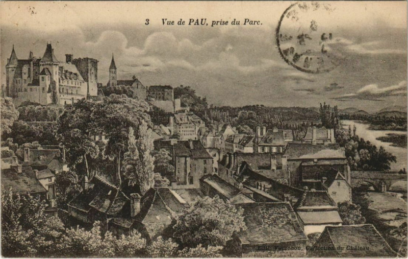 Carte postale ancienne Pau Vue de Pau, prise du Parc France à Pau