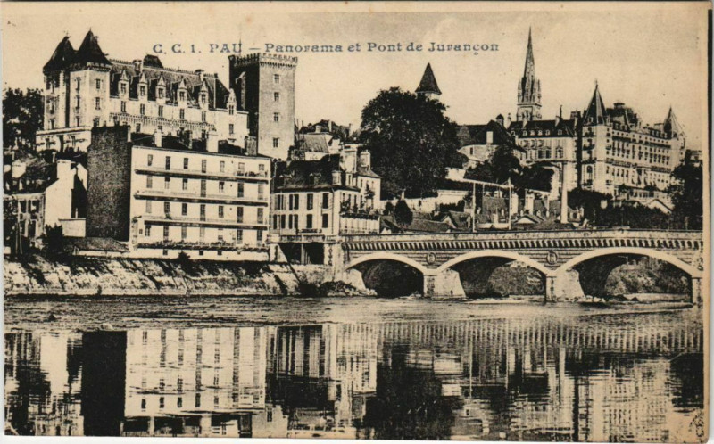 Carte postale ancienne Pau Panorama et Pont de Jurancon France à Pau