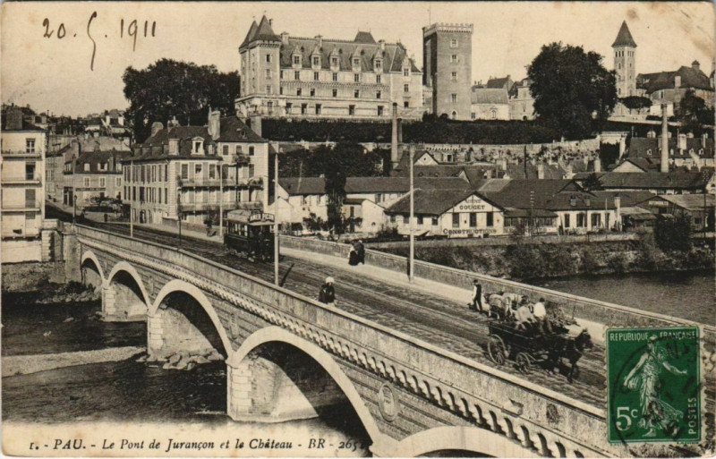 Carte postale ancienne Pau Le Pont de Jurancon et Chateau France à Pau
