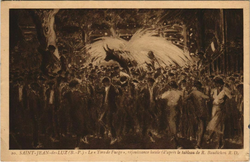 Carte postale ancienne St.Jean de Luz Le Toro de Fuego France