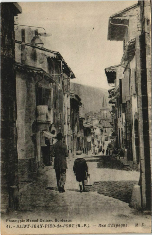 Carte postale ancienne St.Jean Pied de Port Rue d'Espagne France