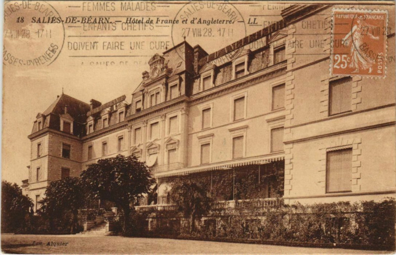 Carte postale ancienne Salies de Bearn Hotel de France et l'Angleterre France à Anglet