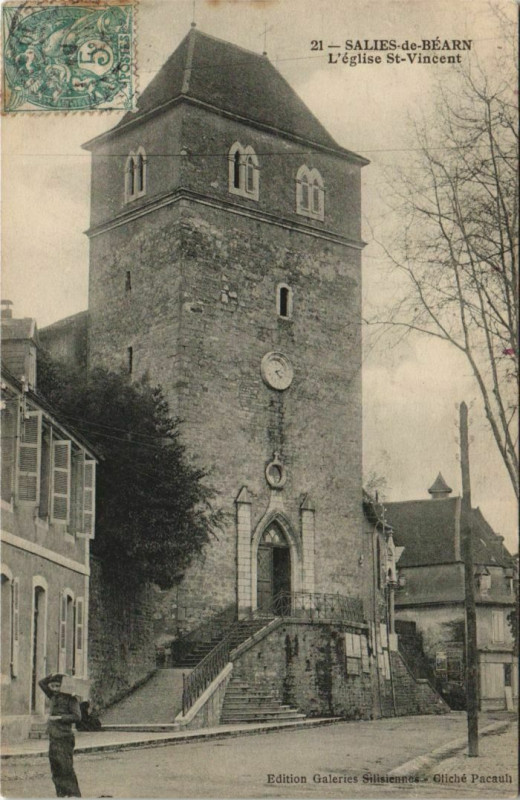 Carte postale ancienne Salies de Bearn L'Eglise St.Vincent France