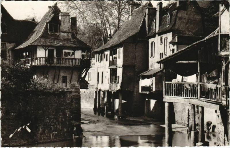 Carte postale ancienne Salies de Bearn Vieux quartier pitt.s le Saleys France