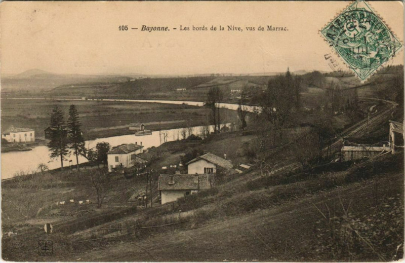Carte postale ancienne Bayonne Les bords de la Nive, vus de Marrac France à Bayonne
