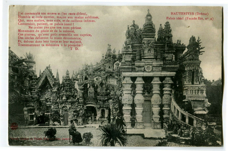 Carte postale ancienne 26 Drôme hauterives palace facade is ideal no. 2 animated