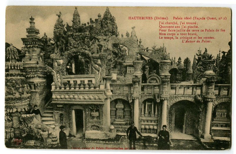 Carte postale ancienne 26 Drôme hauterives ideal palace west facade # 2 animated