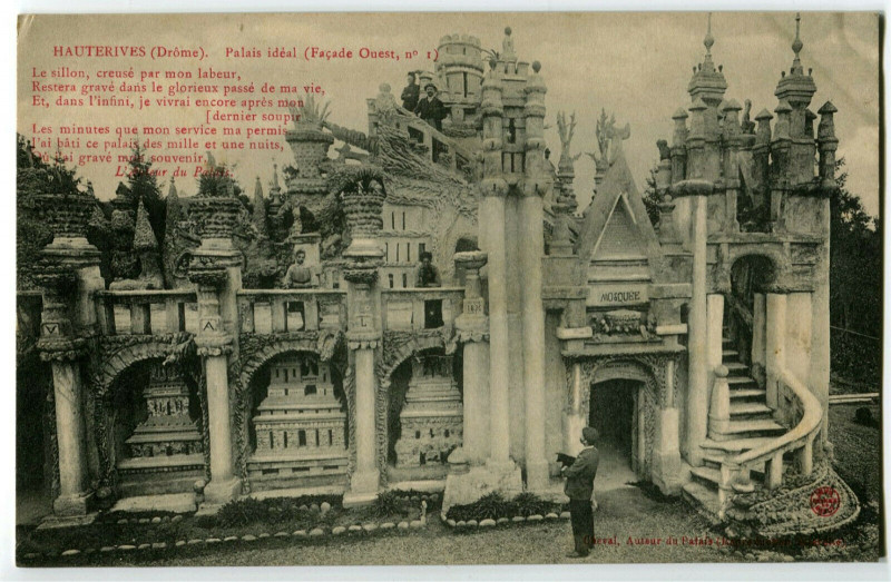 Carte postale ancienne 26 Drôme hauterives ideal palace west facade # 1 animated