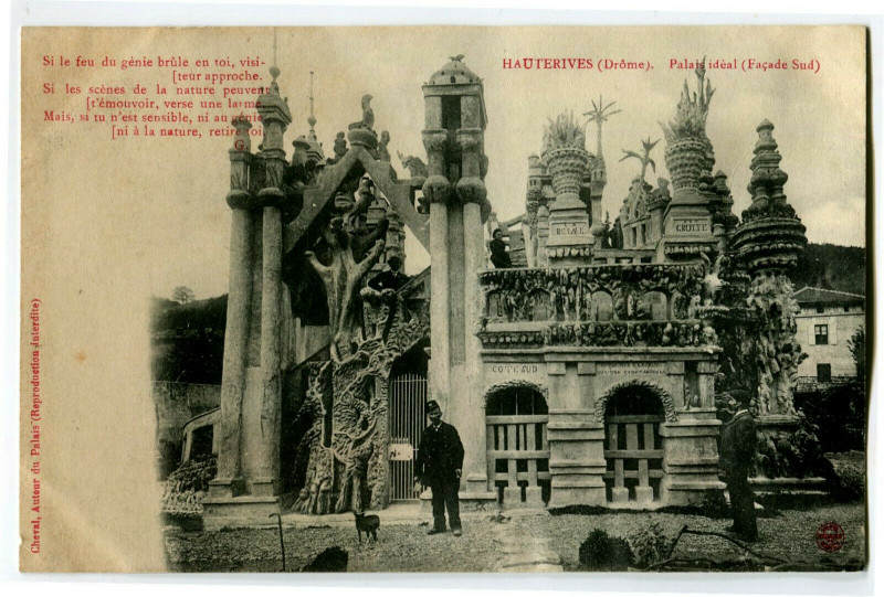 Carte postale ancienne 26 Drôme hauterives ideal palais south facade animated