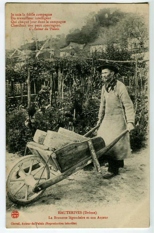 Carte postale ancienne 26 Drôme hauterives the wheelbarrow legendary factor horse