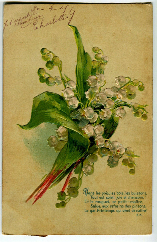 Carte postale ancienne Fantaisie celebration may 1er strand of thrush relief card à Us