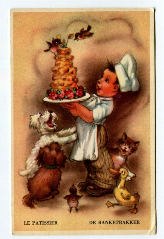 Carte postale ancienne Fantaisie the pastry de banketbakker illustration