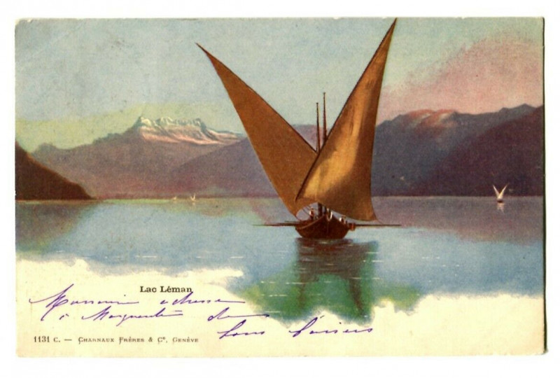 Carte postale ancienne Switzerland lake Geneva lake Geneva animated boat