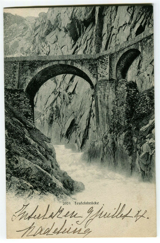 Carte postale ancienne Switzerland central bridge teufelsbrücke
