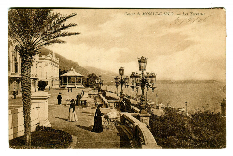 Carte postale ancienne 06 Alpes-maritimes mounted-Carlo casino terrasses animated