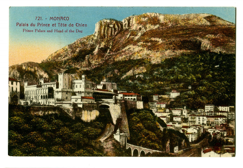 Carte postale ancienne 06 Alpes-maritimes monaco palais du prince and dog head