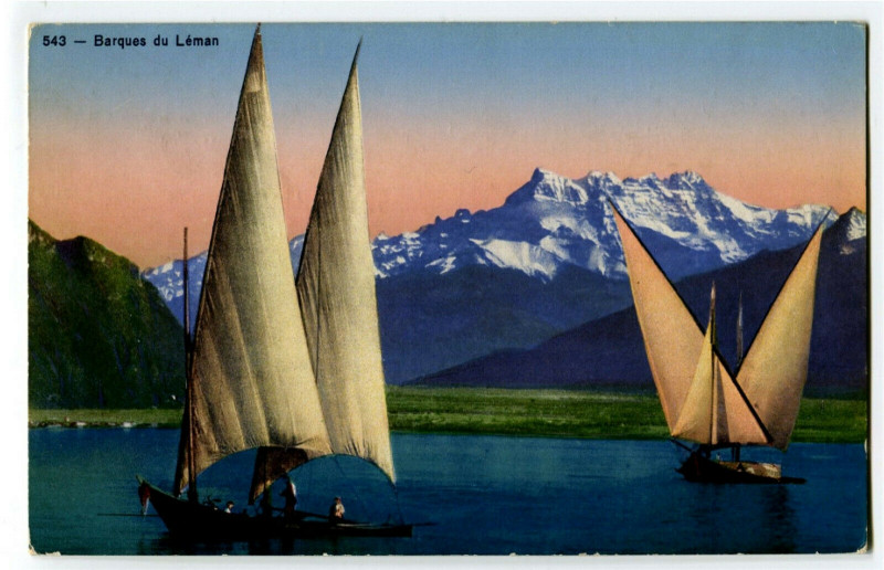 Carte postale ancienne Switzerland lake Geneva lake Geneva boats lake Geneva