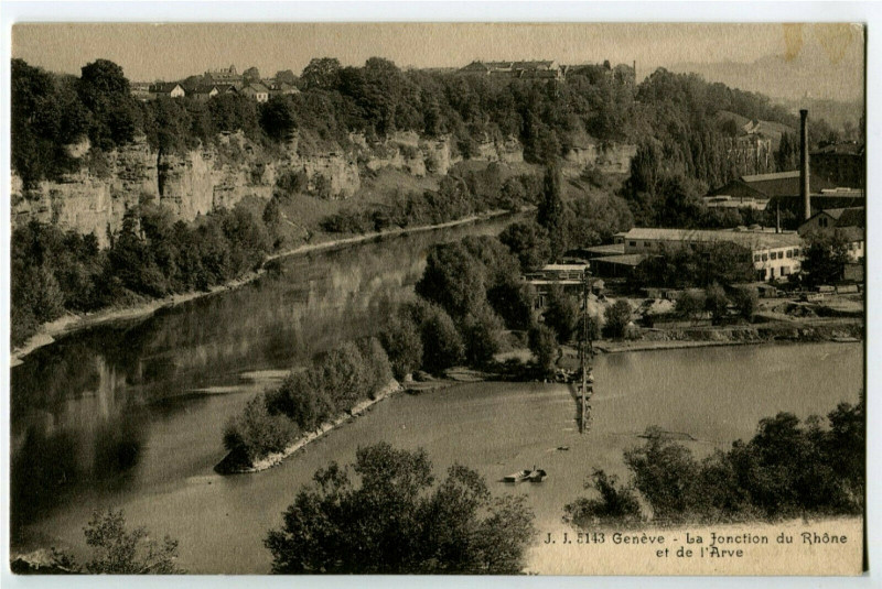 Carte postale ancienne Switzerland lake Geneva Geneva the junction of the rhone and the arve