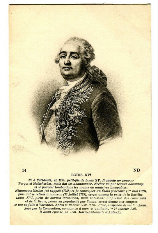 Carte postale ancienne Louis xvi famous character