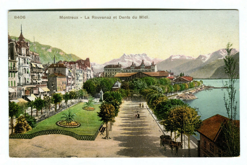 Carte postale ancienne Switzerland montreux lake Geneva the rouvenaz and dents du midi