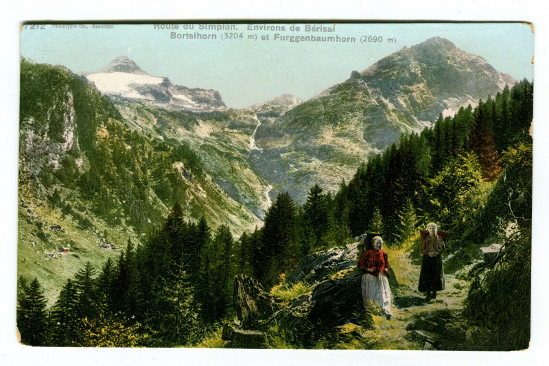 Carte postale ancienne Suisse romande near bérisal bortelhorn and furggenbaumhorn animated à Lhor