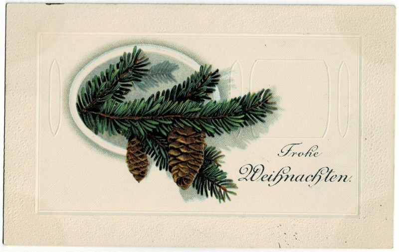 Carte postale ancienne Fantaisie holidays merry christmas frohe weihnachten relief card
