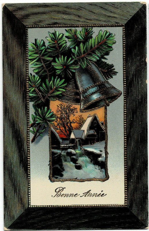 Carte postale ancienne Fantaisie party happy new year landscape ice card
