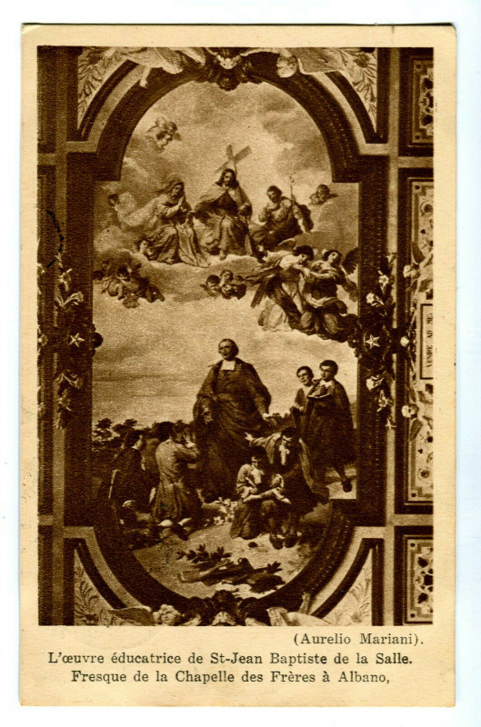 Carte postale ancienne Fantaisie religion st-jean Baptiste de la salle fresco illustration