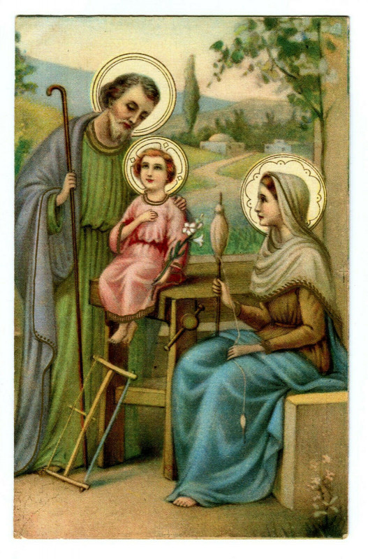 Carte postale ancienne Fantaisie religion joseph mary and jesus illustration