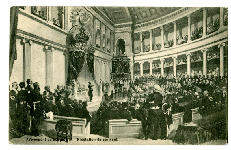 Carte postale ancienne Belgium famous character advent of léopold Ii the oath