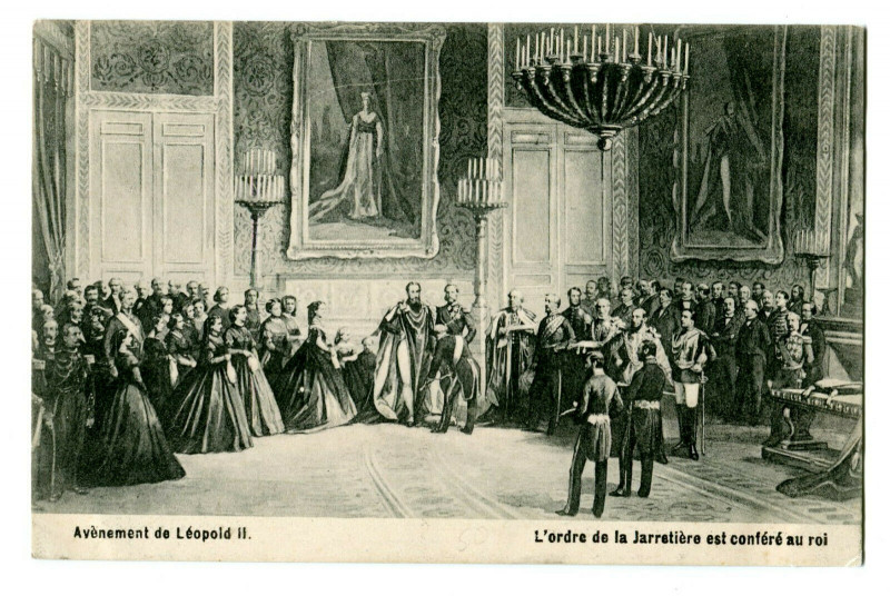 Carte postale ancienne Belgium famous character advent of léopold Ii order of the garter