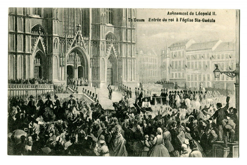 Carte postale ancienne Belgium famous character advent of léopold Ii eglise ste-Gudule