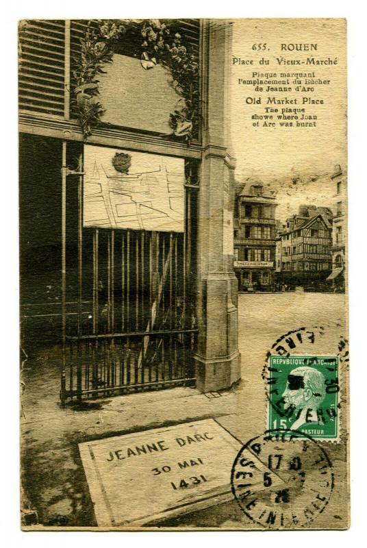 Carte postale ancienne 76 seine-maritime rouen famous character jeanne d' arc old market place