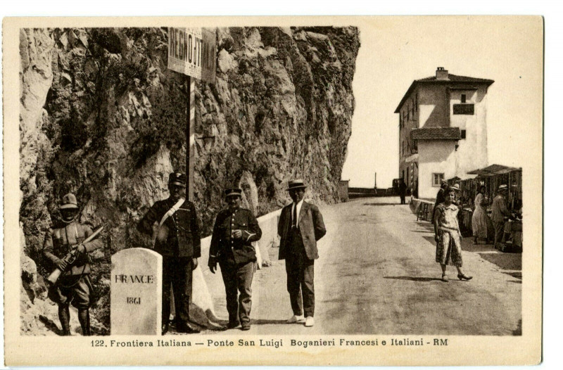 Carte postale ancienne Italy piedmont Customs Customs italian border pont saint-louis