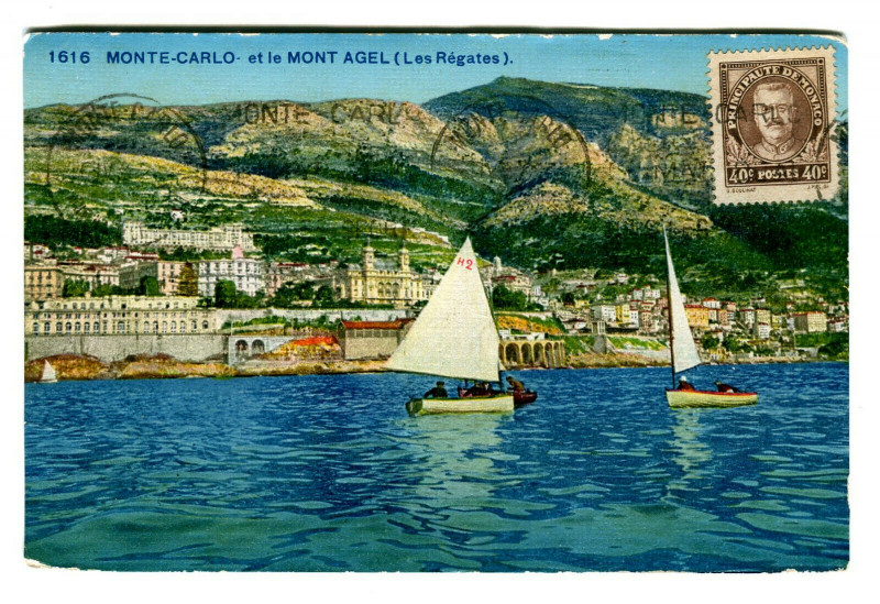 Carte postale ancienne 06 Alpes-maritimes monaco mounted-Carlo and mont agel animated boats