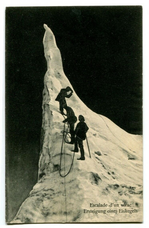 Carte postale ancienne Switzerland ascension climbing a lively serac