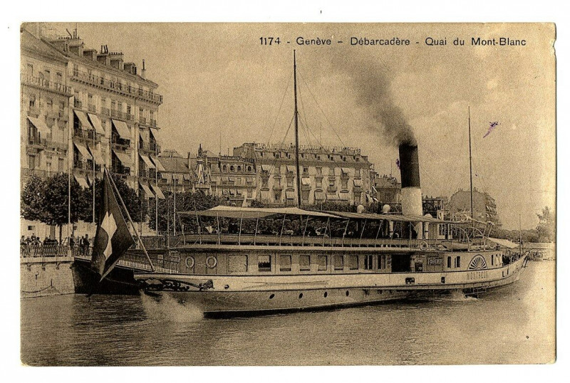 Carte postale ancienne Switzerland lake Geneva Geneva landing quai du mont-blanc boat