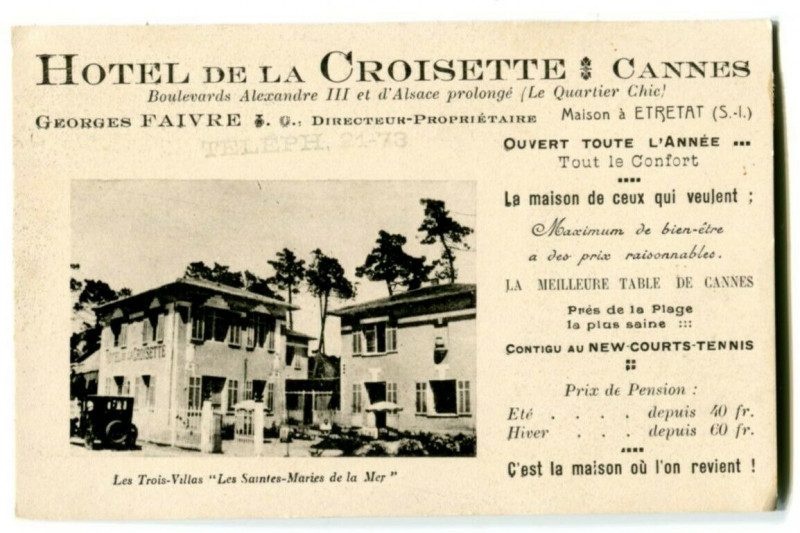 Carte postale ancienne 06 Alpes-maritimes cannes hotel de la Croisette advertising card
