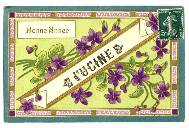 Carte postale ancienne 73 savoie fancy happy new year card relief