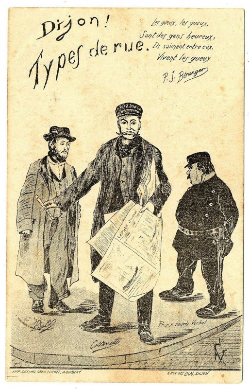 Carte postale ancienne Fantaisie illustration A. Guibert dijon types of street postcard fantasy