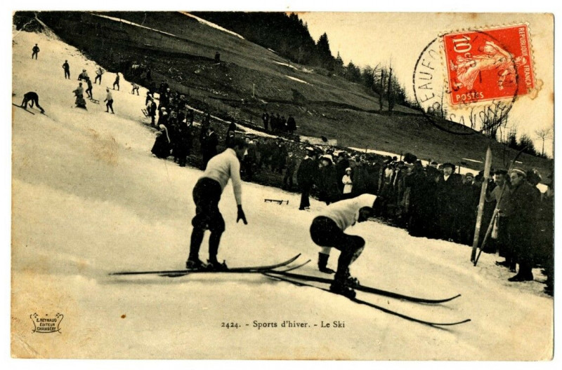 Carte postale ancienne Winter sports skiing animated