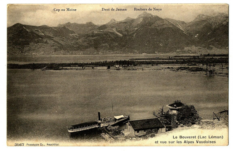 Carte postale ancienne Switzerland lake Geneva the Bouvier and view on the Alps vaud