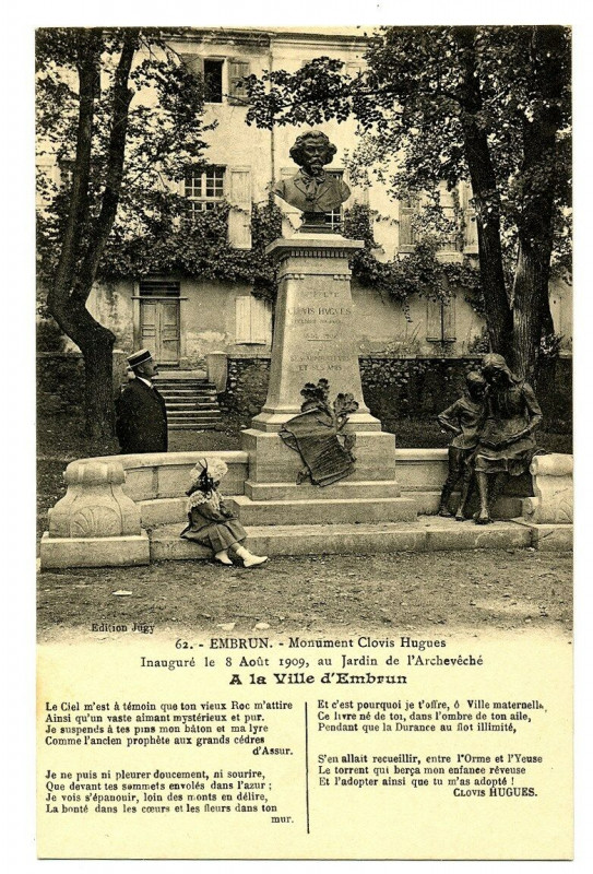 Carte postale ancienne 05 Hautes-Alpes Embrun monument Clovis hughes animated