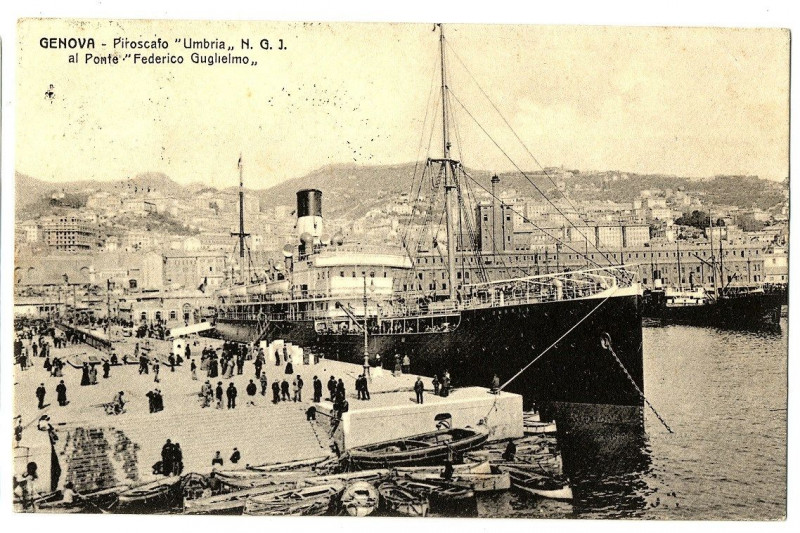 Carte postale ancienne Italy liguria Genova piroscafo umbria al ponte Frederico Guglielmo